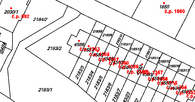 Cheb 1361 na parcele st. 4588 v KÚ Cheb, Katastrální mapa