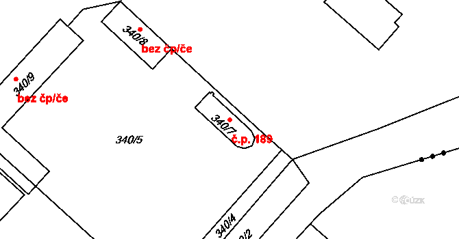 Citice 189 na parcele st. 340/7 v KÚ Citice, Katastrální mapa