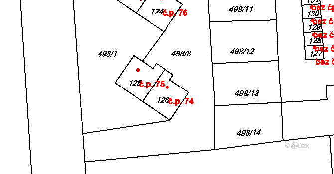 Ještětice 74, Solnice na parcele st. 126 v KÚ Ještětice, Katastrální mapa