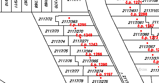 Chodov 1243, Praha na parcele st. 2117/271 v KÚ Chodov, Katastrální mapa