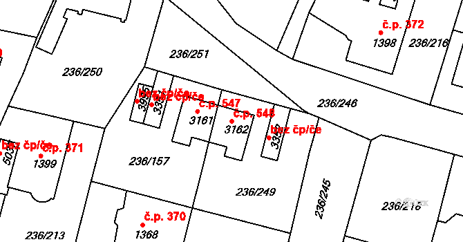 Střední Předměstí 548, Trutnov na parcele st. 3162 v KÚ Trutnov, Katastrální mapa