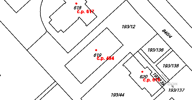 Sezimovo Ústí 494 na parcele st. 619 v KÚ Sezimovo Ústí, Katastrální mapa
