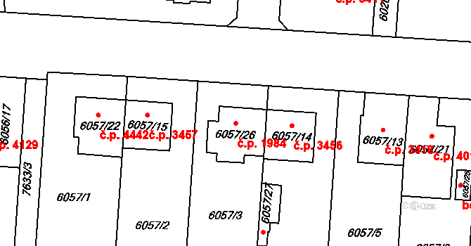 Prostějov 1984 na parcele st. 6057/26 v KÚ Prostějov, Katastrální mapa