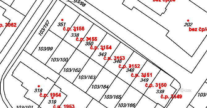 Havlíčkův Brod 3153 na parcele st. 343 v KÚ Perknov, Katastrální mapa