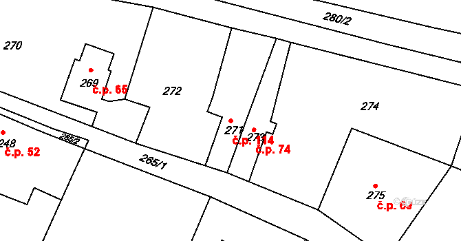 Děčín XXXIII-Nebočady 114, Děčín na parcele st. 271 v KÚ Nebočady, Katastrální mapa