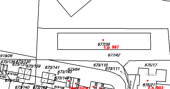 Žižkov 987, Kutná Hora na parcele st. 677/38 v KÚ Kutná Hora, Katastrální mapa