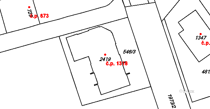 Třebechovice pod Orebem 1318 na parcele st. 2419 v KÚ Třebechovice pod Orebem, Katastrální mapa