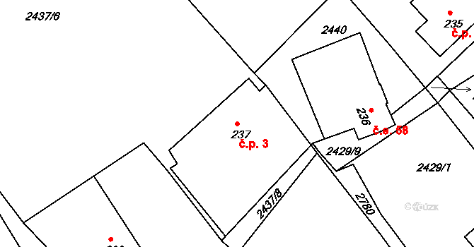 Karlovka 3, Velká Bukovina na parcele st. 237 v KÚ Karlovka, Katastrální mapa