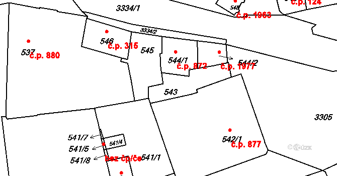 Pelhřimov 1977 na parcele st. 544/2 v KÚ Pelhřimov, Katastrální mapa