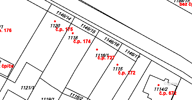 Lednice 727 na parcele st. 1116/1 v KÚ Lednice na Moravě, Katastrální mapa