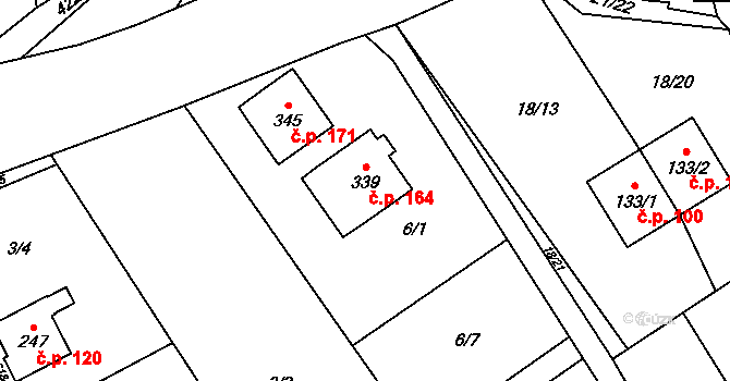 Hamr 164 na parcele st. 339 v KÚ Hamr, Katastrální mapa