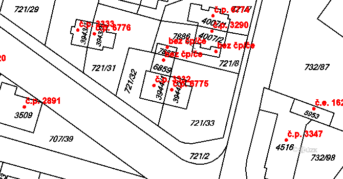 Zlín 6775 na parcele st. 3944/2 v KÚ Zlín, Katastrální mapa