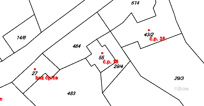 Suchdol 16, Prosenická Lhota na parcele st. 55 v KÚ Suchdol u Prosenické Lhoty, Katastrální mapa