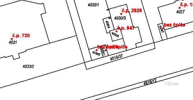 Praha 42709407 na parcele st. 4030/9 v KÚ Smíchov, Katastrální mapa