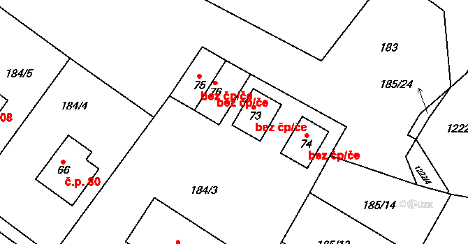 Věžnice 44584407 na parcele st. 73 v KÚ Horní Věžnice, Katastrální mapa