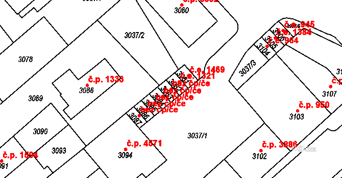 Chomutov 45064407 na parcele st. 3083 v KÚ Chomutov I, Katastrální mapa