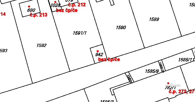Děčín 47228407 na parcele st. 942 v KÚ Bynov, Katastrální mapa