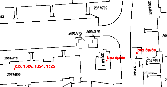 České Budějovice 48044407 na parcele st. 2061/815 v KÚ České Budějovice 2, Katastrální mapa