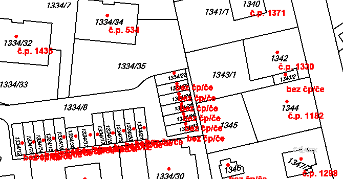 Praha 48652407 na parcele st. 1334/23 v KÚ Modřany, Katastrální mapa