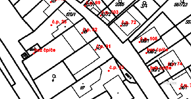 Kloboučky 91, Bučovice na parcele st. 147 v KÚ Kloboučky, Katastrální mapa