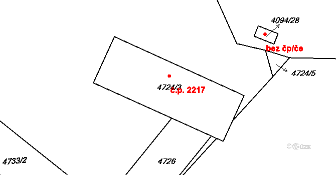 Předměstí 2217, Litoměřice na parcele st. 4724/3 v KÚ Litoměřice, Katastrální mapa