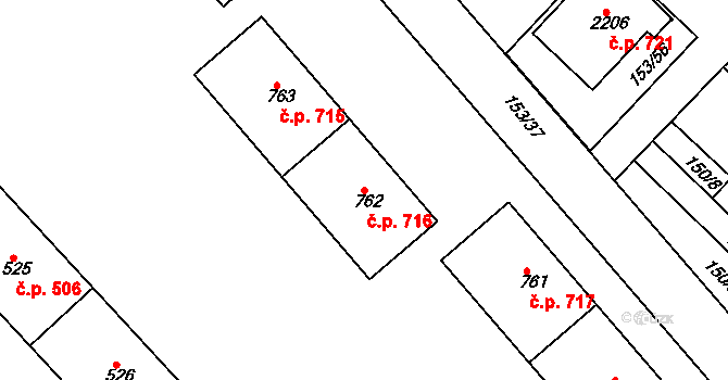 Lobeček 716, Kralupy nad Vltavou na parcele st. 762 v KÚ Lobeček, Katastrální mapa