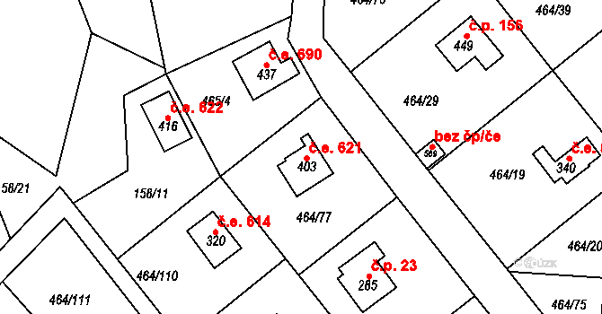 Třebotov 621 na parcele st. 403 v KÚ Třebotov, Katastrální mapa