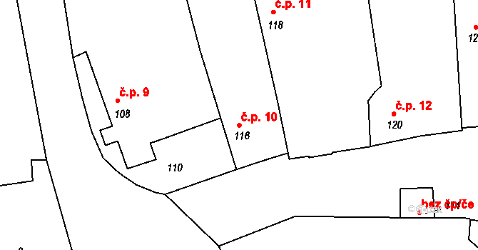 Křenovy 10 na parcele st. 116 v KÚ Křenovy, Katastrální mapa