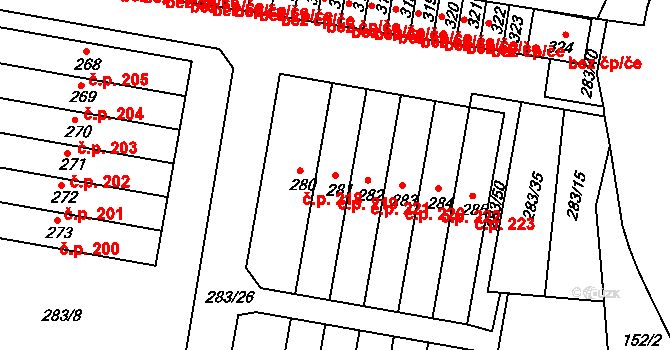 Malá Skalice 219, Česká Skalice na parcele st. 281 v KÚ Malá Skalice, Katastrální mapa