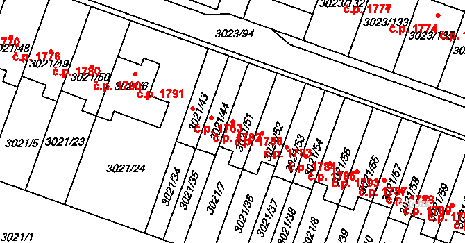 Mikulov 1786 na parcele st. 3021/51 v KÚ Mikulov na Moravě, Katastrální mapa