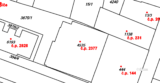 Rakovník II 2377, Rakovník na parcele st. 4535 v KÚ Rakovník, Katastrální mapa