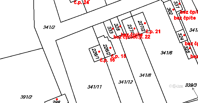Blažejovice 16, Zbytiny na parcele st. 226/1 v KÚ Zbytiny, Katastrální mapa