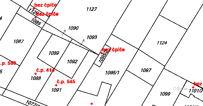 Lednice 93150407 na parcele st. 1095/2 v KÚ Lednice na Moravě, Katastrální mapa