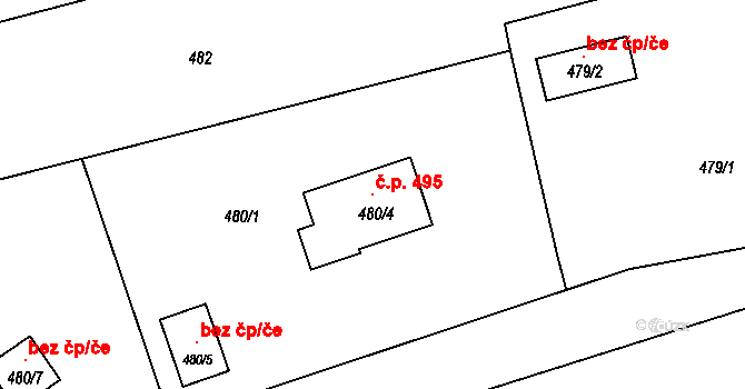 Záblatí 495, Bohumín na parcele st. 480/4 v KÚ Záblatí u Bohumína, Katastrální mapa