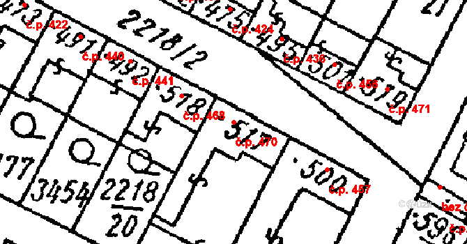 Tvrdonice 470 na parcele st. 517 v KÚ Tvrdonice, Katastrální mapa