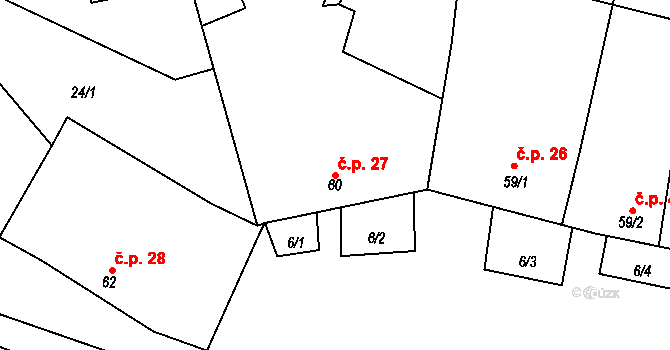 Soběsuky 27, Plumlov na parcele st. 60 v KÚ Soběsuky u Plumlova, Katastrální mapa