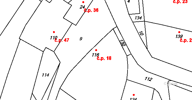 Přerov XII-Žeravice 18, Přerov na parcele st. 116 v KÚ Žeravice, Katastrální mapa