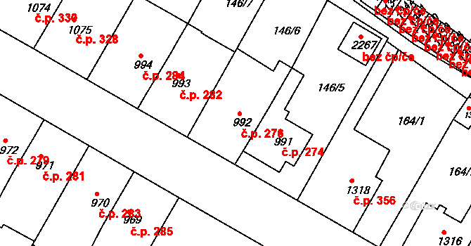 Telč-Štěpnice 276, Telč na parcele st. 992 v KÚ Telč, Katastrální mapa