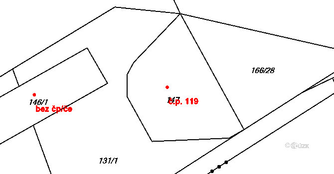 Předboj 119 na parcele st. 147 v KÚ Předboj, Katastrální mapa