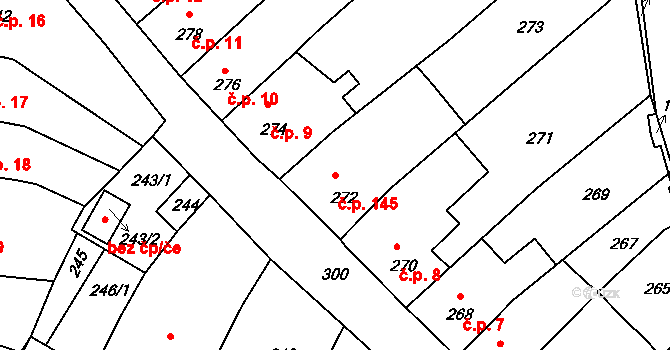 Mimoň IV 145, Mimoň na parcele st. 272 v KÚ Mimoň, Katastrální mapa