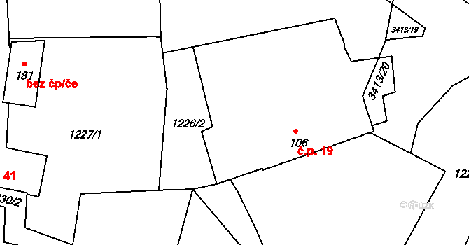 Smilovice 19, Žimutice na parcele st. 106 v KÚ Smilovice u Týna nad Vltavou, Katastrální mapa