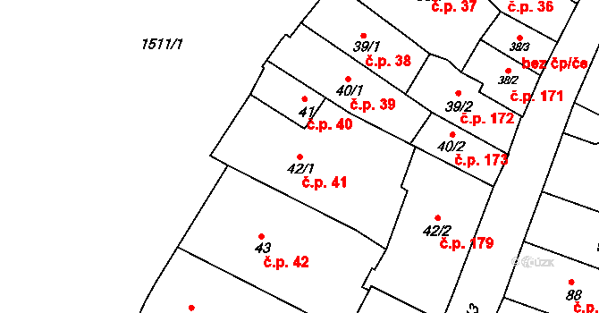 Prachatice I 41, Prachatice na parcele st. 42/1 v KÚ Prachatice, Katastrální mapa