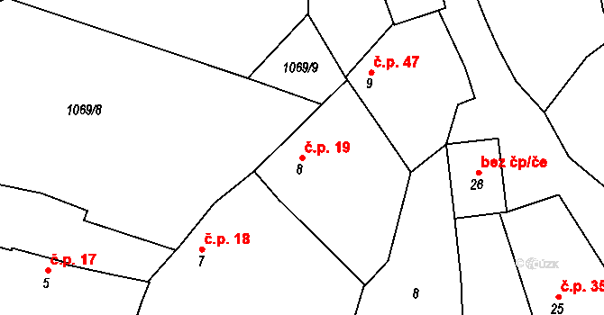 Kozlov 19, Střelské Hoštice na parcele st. 8 v KÚ Kozlov nad Otavou, Katastrální mapa
