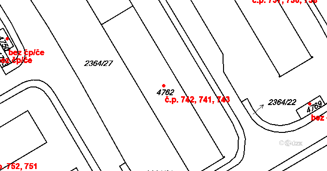 Chrudim II 741,742,743, Chrudim na parcele st. 4762 v KÚ Chrudim, Katastrální mapa