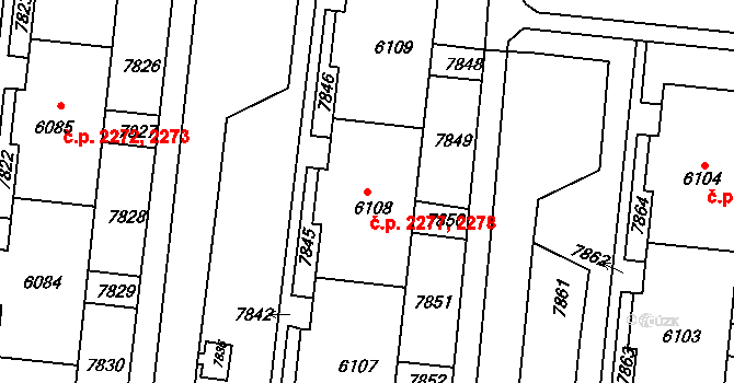 Líšeň 2277,2278, Brno na parcele st. 6108 v KÚ Líšeň, Katastrální mapa