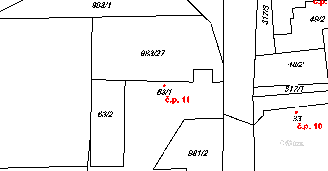 Dráchov 11, Těmice na parcele st. 63/1 v KÚ Dráchov u Těmic, Katastrální mapa