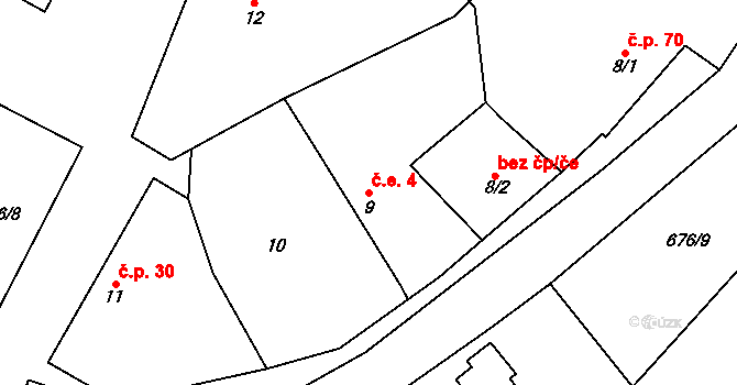 Limuzy 4, Tismice na parcele st. 9 v KÚ Limuzy, Katastrální mapa
