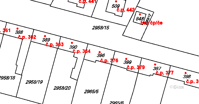 Strmilov 376 na parcele st. 396 v KÚ Strmilov, Katastrální mapa