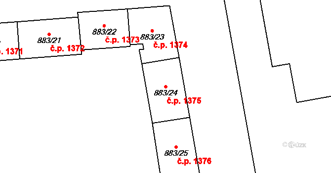 Vršovice 1375, Praha na parcele st. 883/24 v KÚ Vršovice, Katastrální mapa
