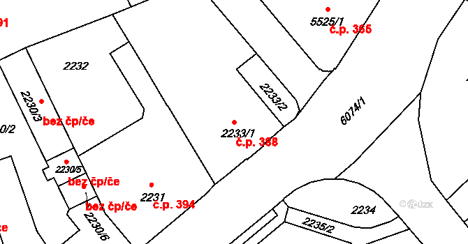 Liberec I-Staré Město 388, Liberec na parcele st. 2233/1 v KÚ Liberec, Katastrální mapa